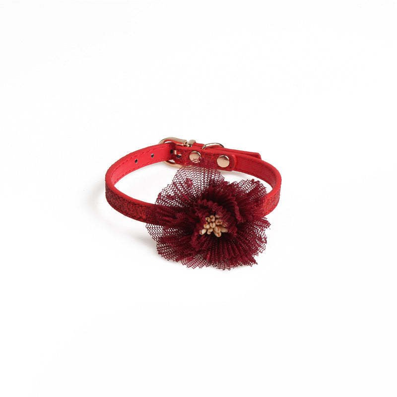 Flower pu pet collar
