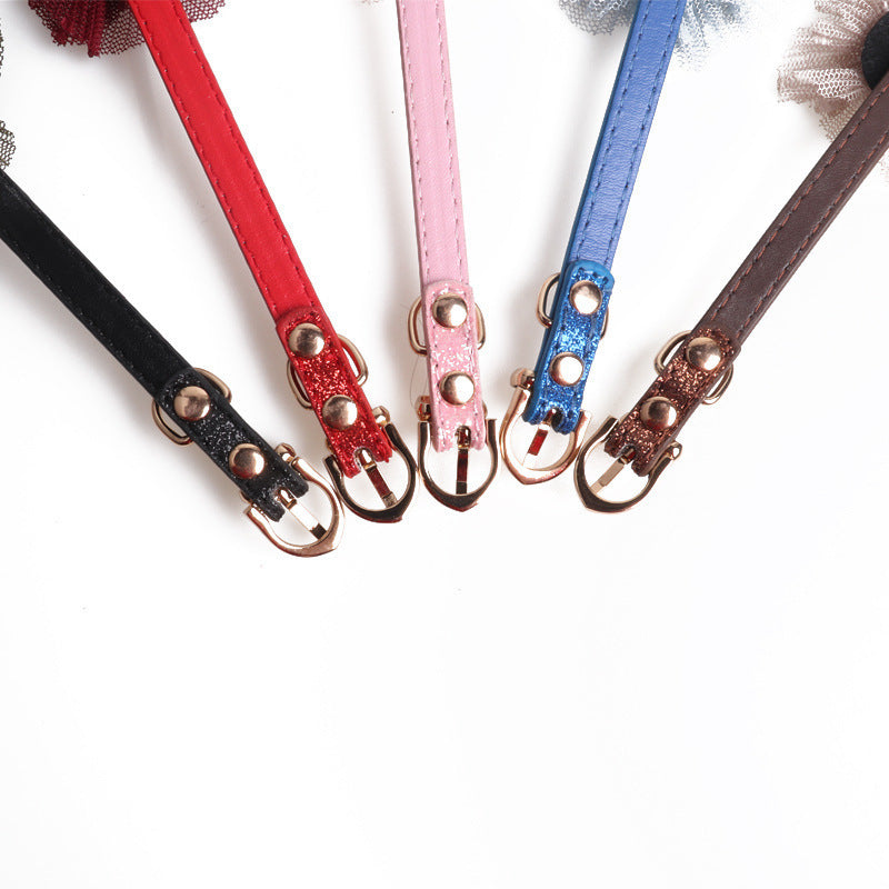 Flower pu pet collar
