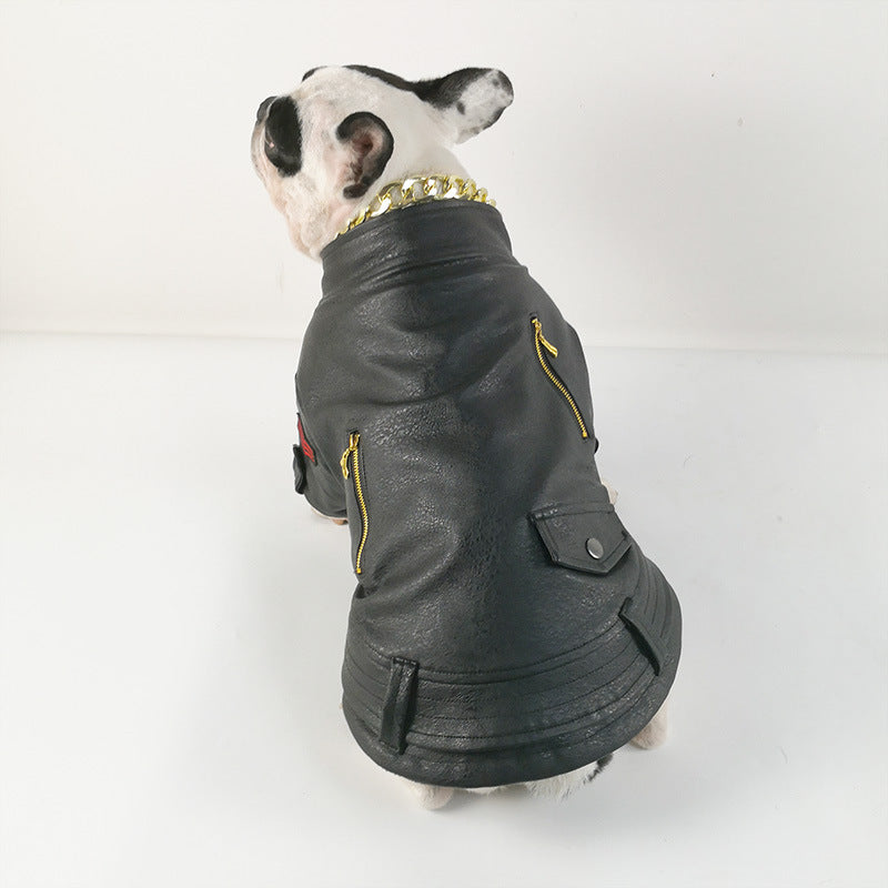Pet Beauty and Fashion Brand Fashion Clothes Motorcycle Leather Clothing