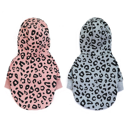New Pet Sweater Fashion Leopard Dog Clothes Hooded Printing Simple Design Method Fighting Clothes
