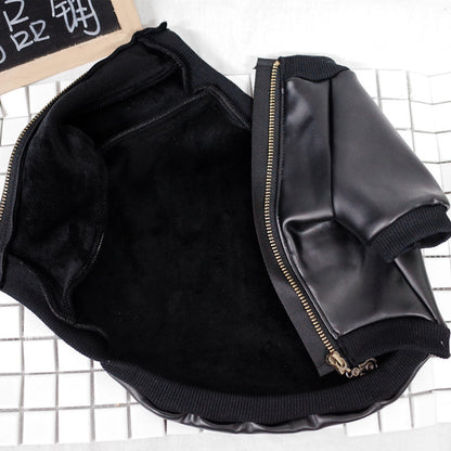 Clothes Plus Velvet Zipper Stretch Pu Leather Clothes Dog Clothes Fadou Schnauzer