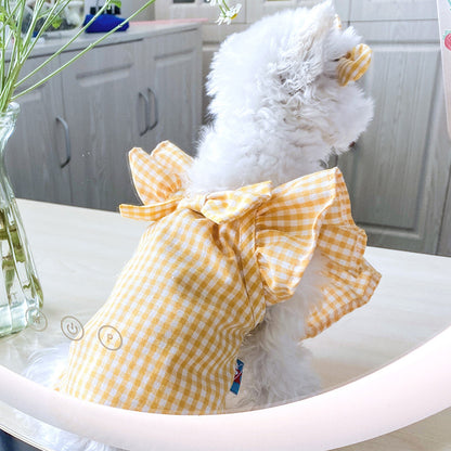 Pet Clothes Red Check Bowknot Pet Clothes Baby Shirt