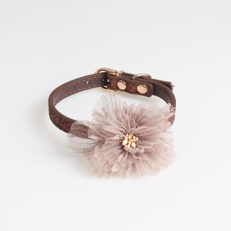 Flower pu pet collar
