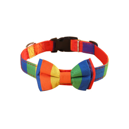 Pet Jewelry Rainbow Pet Collar Cat Dog Traction Bow Tie