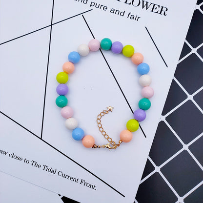 Fashion Pet Necklace No Bells Colorful Beads Adjustable