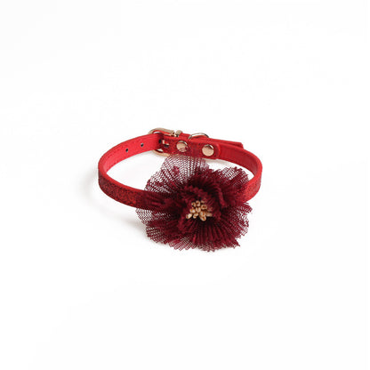 Flower pu pet collar