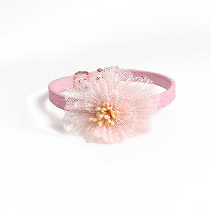 Flower pu pet collar