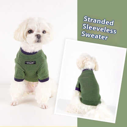 Contrast Color Two Legs Fall Winter Fashion Pet Sweater
