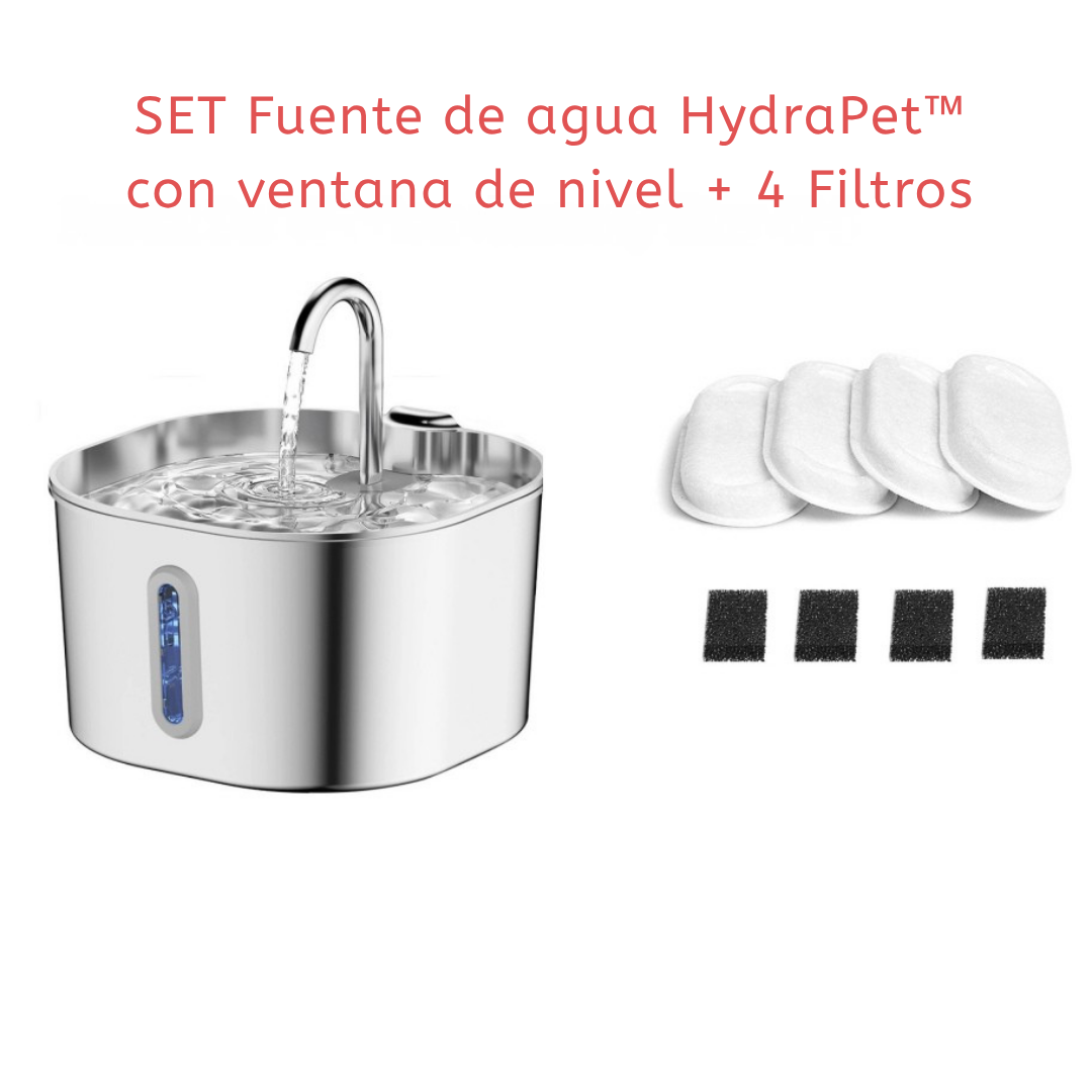 HydraPet™ - Fuente de agua inteligente para mascotas 2,2L (Acero inoxidable y circulación automática)
