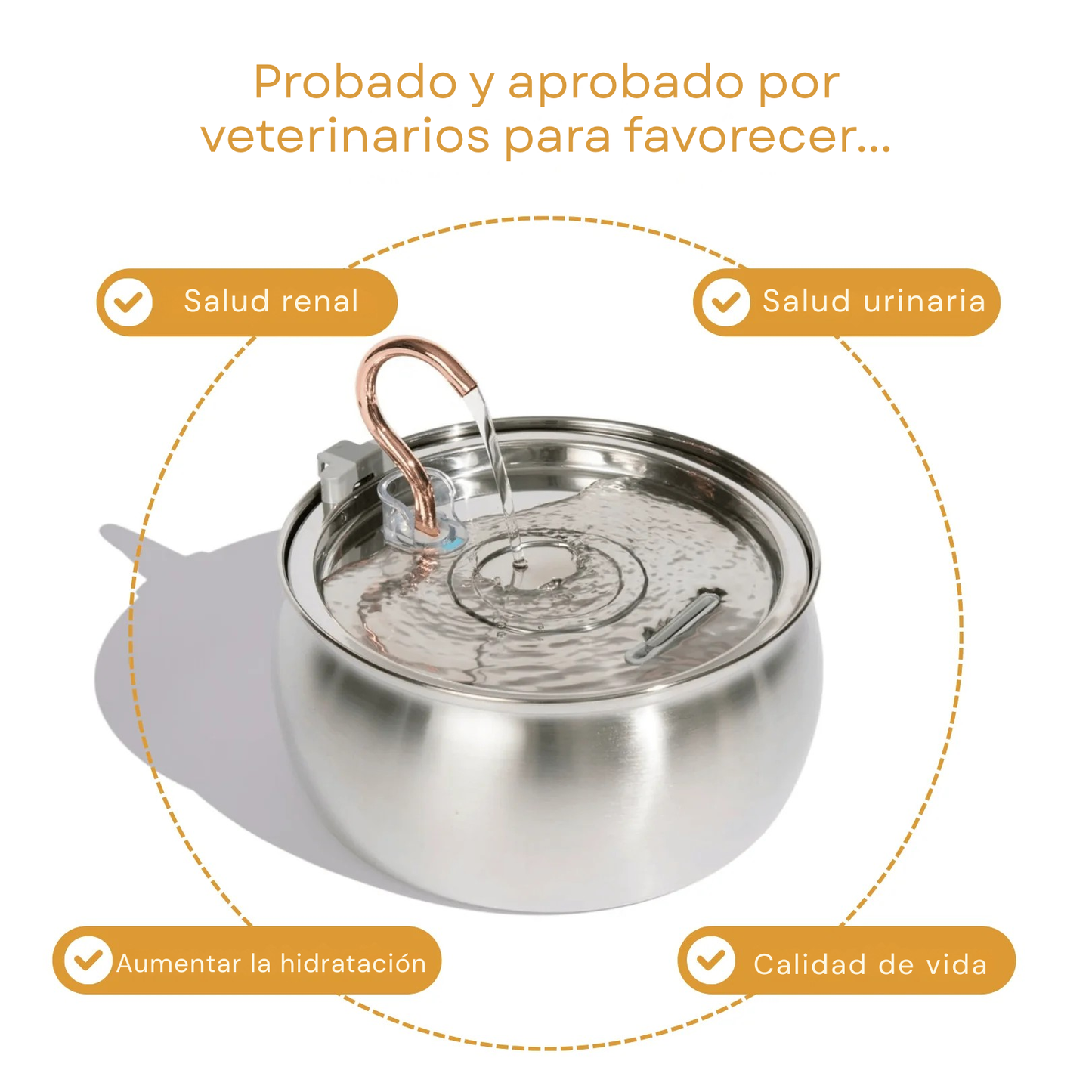 Copper Edition™ 4L – Fuente de agua para gatos y perros con tubo de cobre