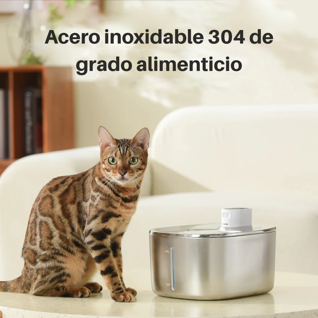 AquaSense™ - Fuente inteligente de acero inox. con flujo automático y sistema inalámbrico recargable.