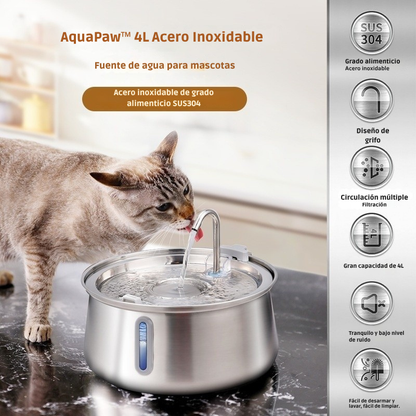 AquaPaw™ 4L - Dispensador de agua de acero inox. para mascotas