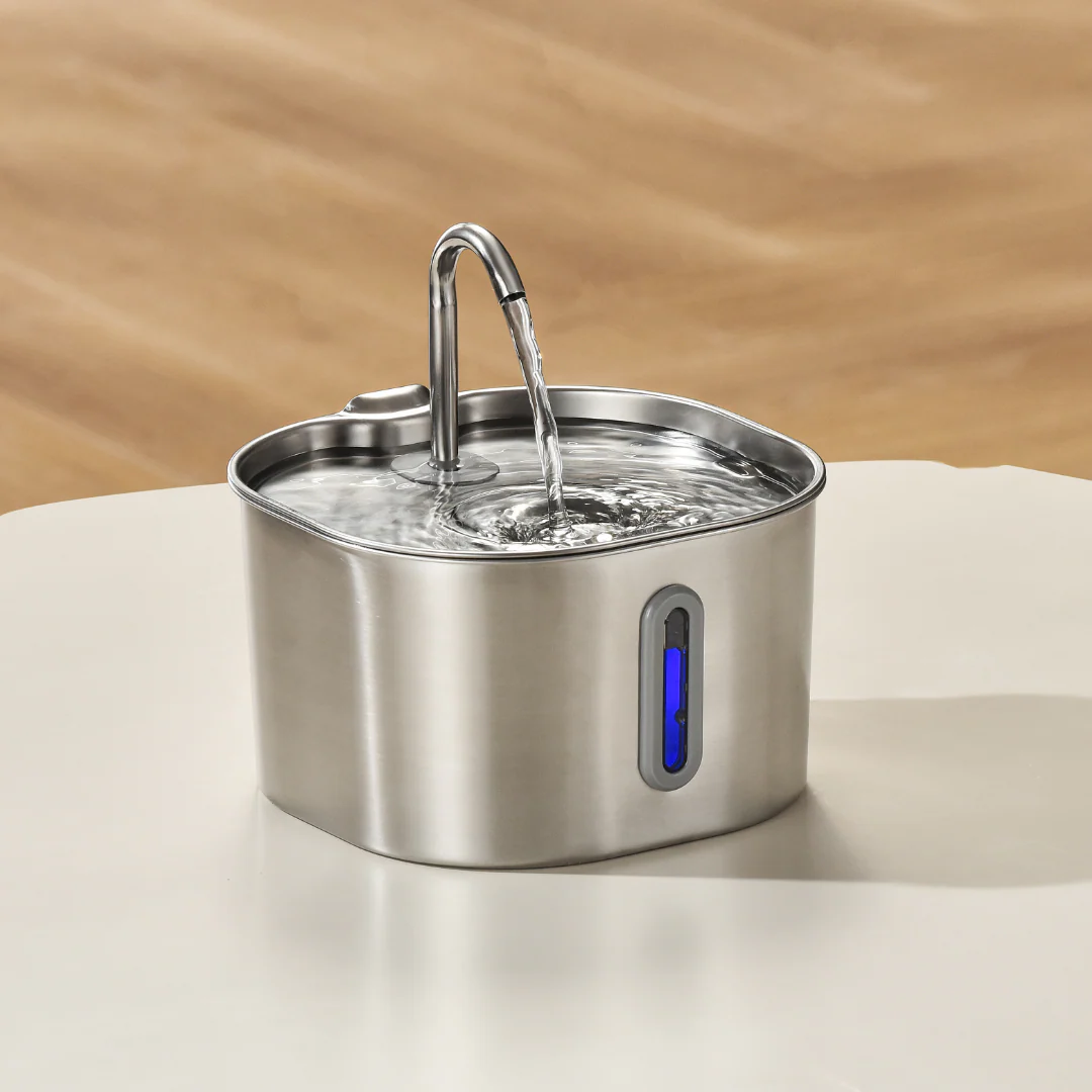 HydraPet™ - Fuente de agua inteligente para mascotas 2,2L (Acero inoxidable y circulación automática)