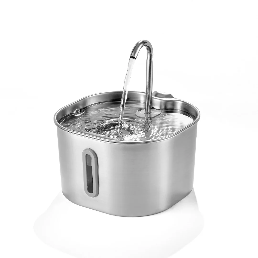 HydraPet™ - Fuente de agua inteligente para mascotas 2,2L (Acero inoxidable y circulación automática)